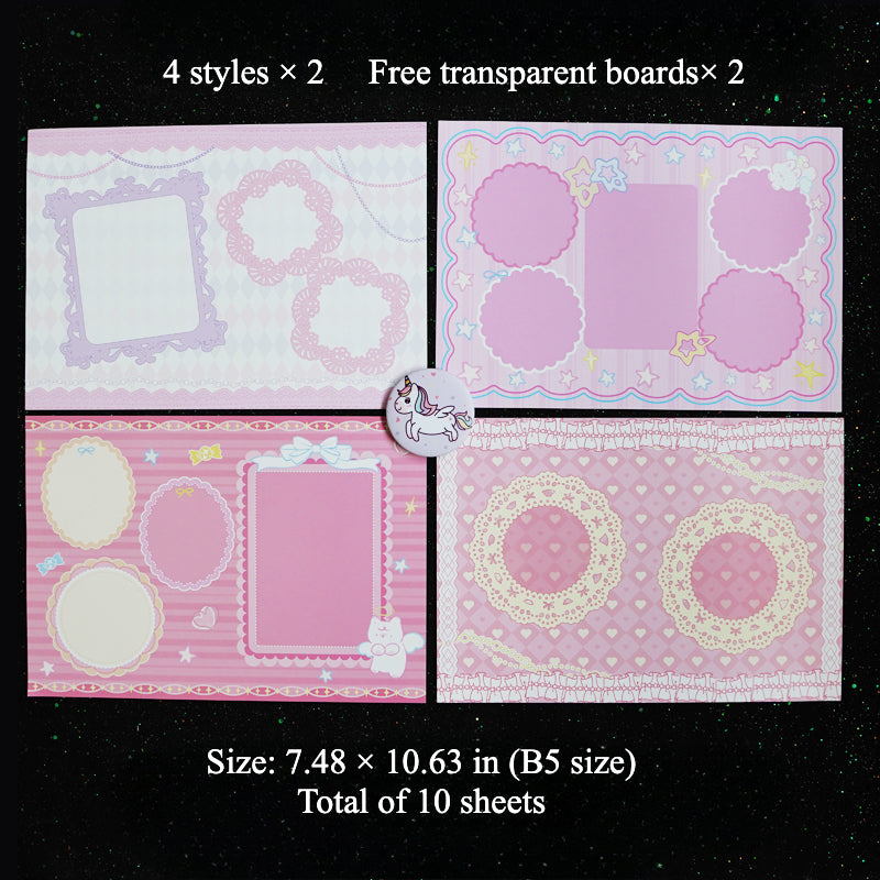 8 Sheets of Background Boards for Ita Bag - Cute Accent Style