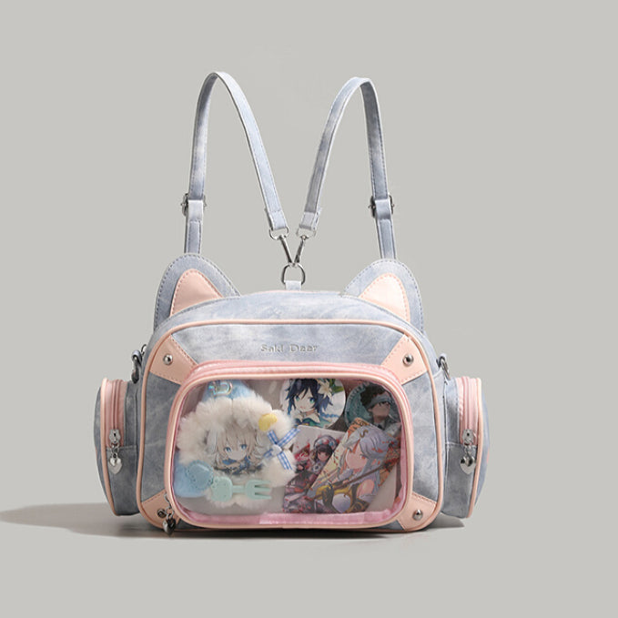Cute cat two-dimensional comic show women's fashion trend backpack shoulder Itabag