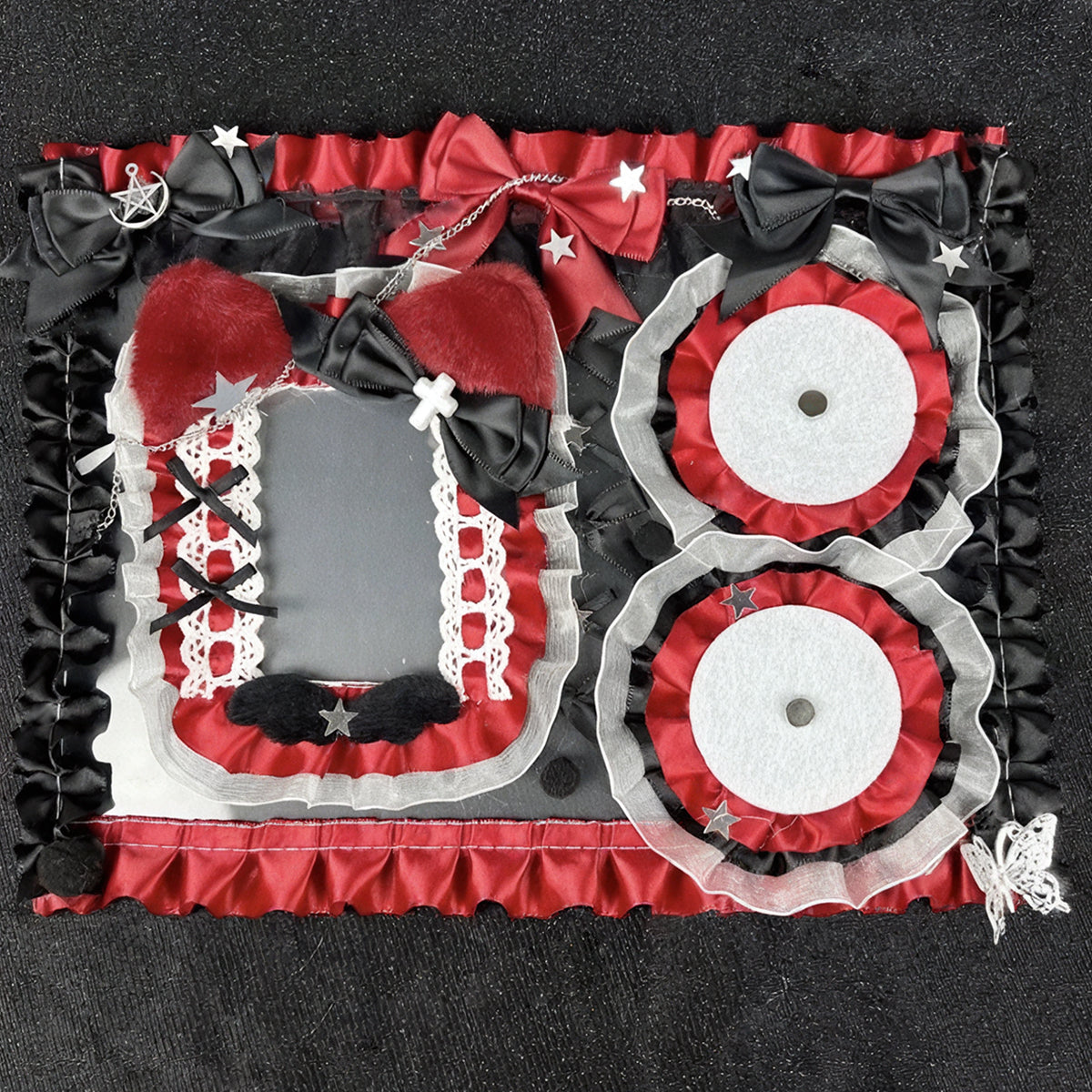 (Custom size) Enchanted Ribbon Itabag Display Insert - Holds 2 Badges and 1 Photocard Perfectly-Finished Ita Board Original Handmade
