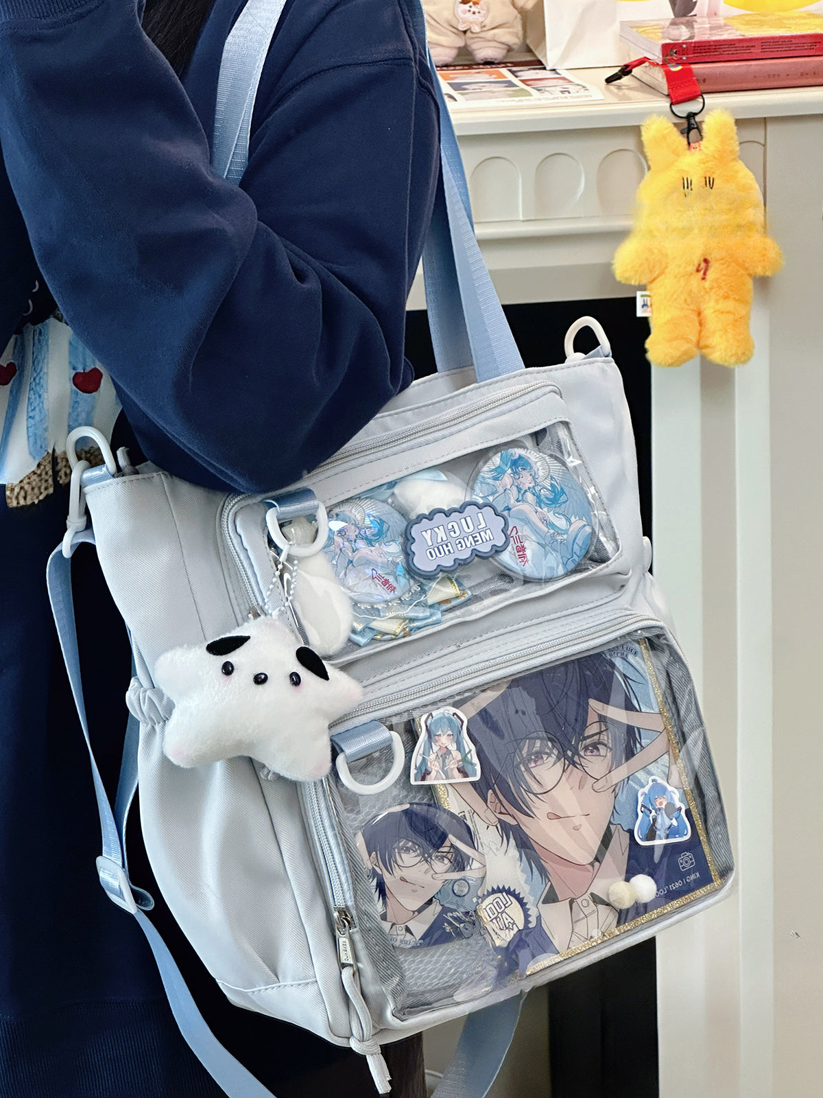 Cute Large Ita Bag – Crossbody/Shoulder School Bag for Badges & Plush Toys
