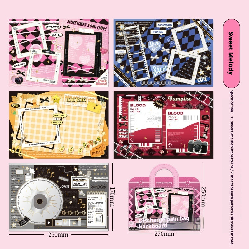 10 Sheets of Assorted Stylish Background Borads for Ita Bag