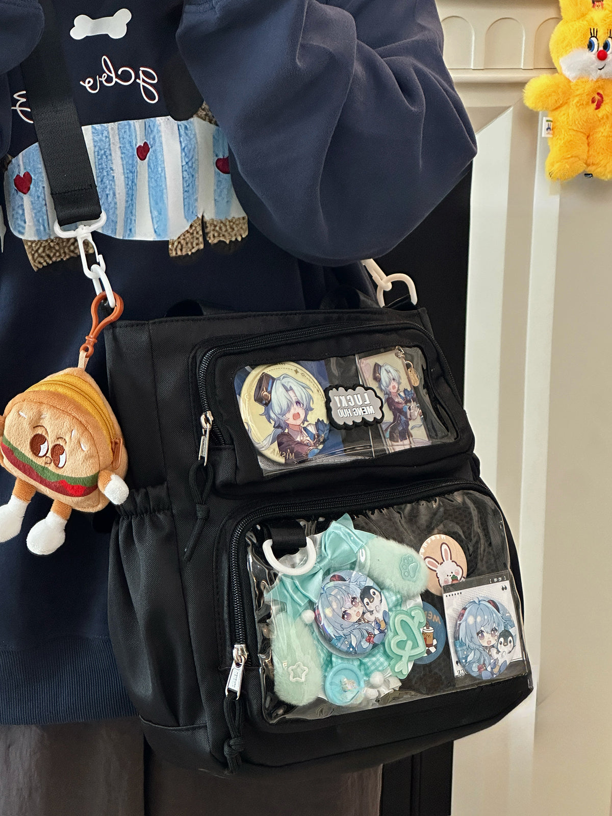 Cute Large Ita Bag – Crossbody/Shoulder School Bag for Badges & Plush Toys