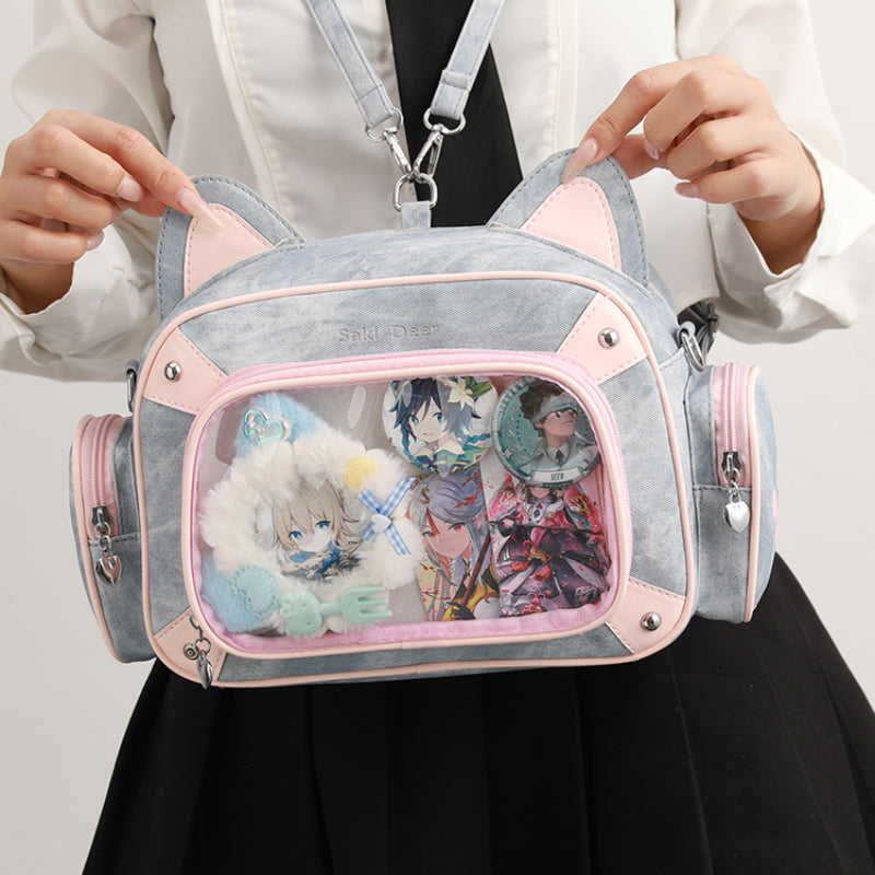 Cute cat two-dimensional comic show women's fashion trend backpack shoulder Itabag