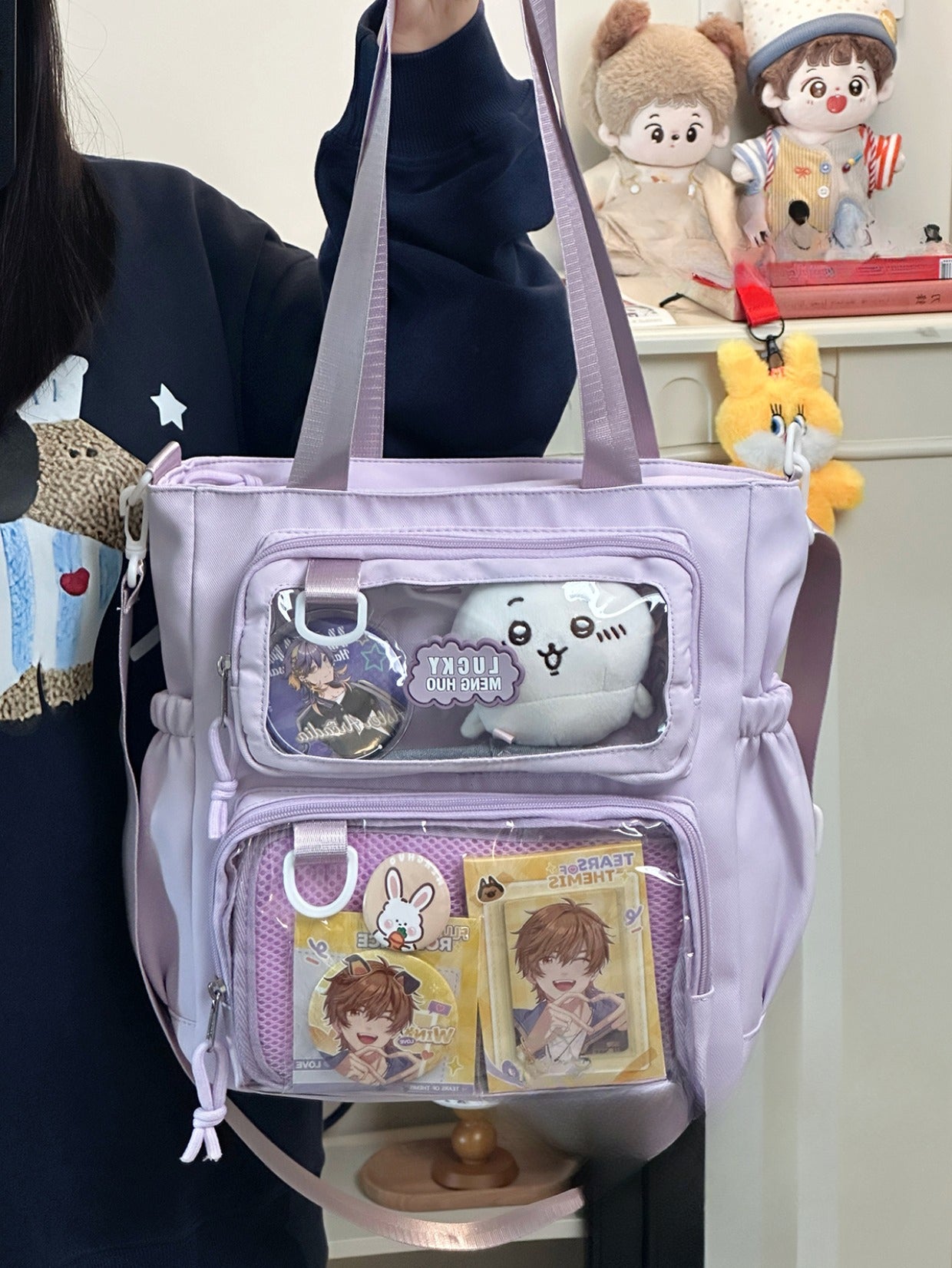Cute Large Ita Bag – Crossbody/Shoulder School Bag for Badges & Plush Toys