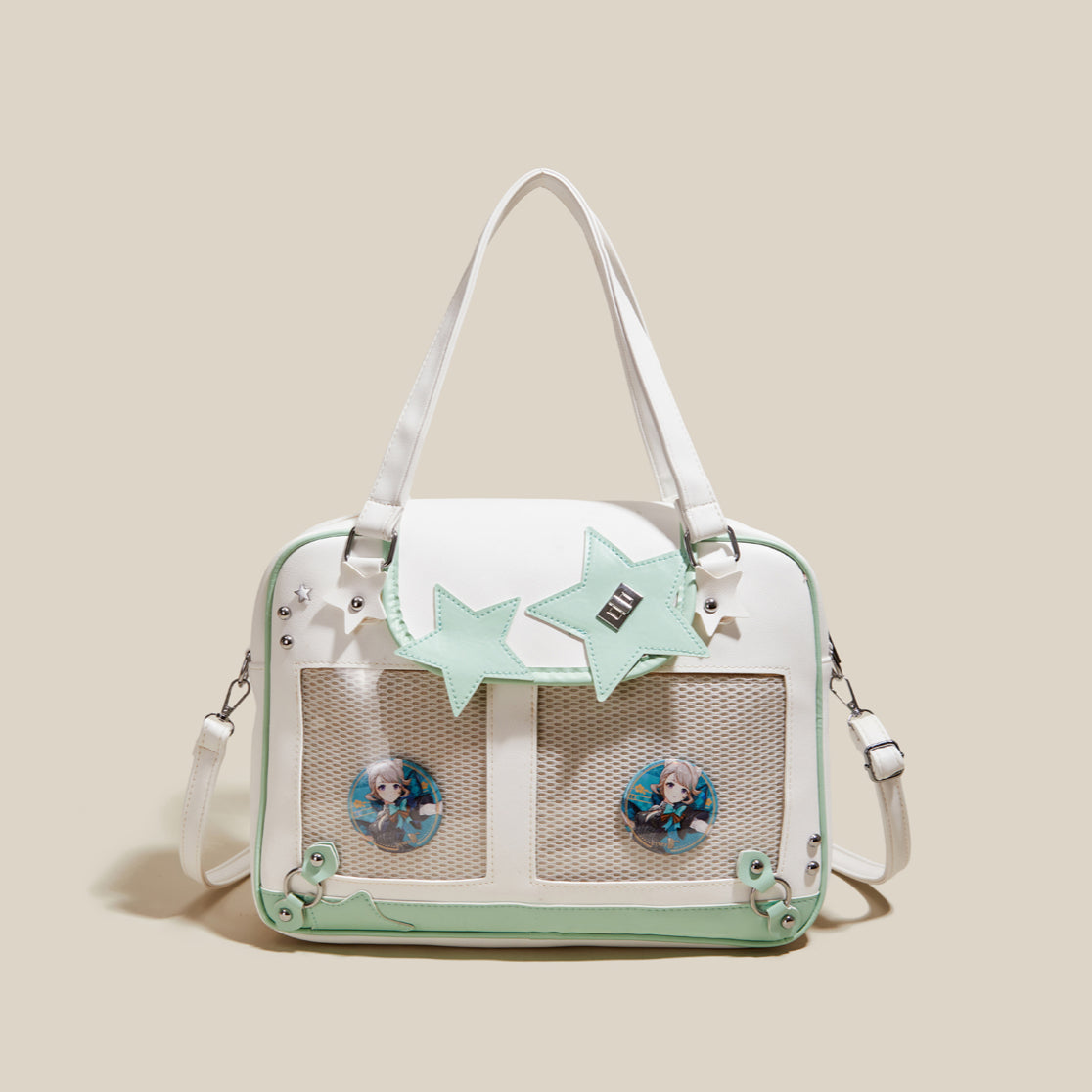 Large Capacity Cream Itabg Casual Student Commuter Shoulder Crossbody Bag