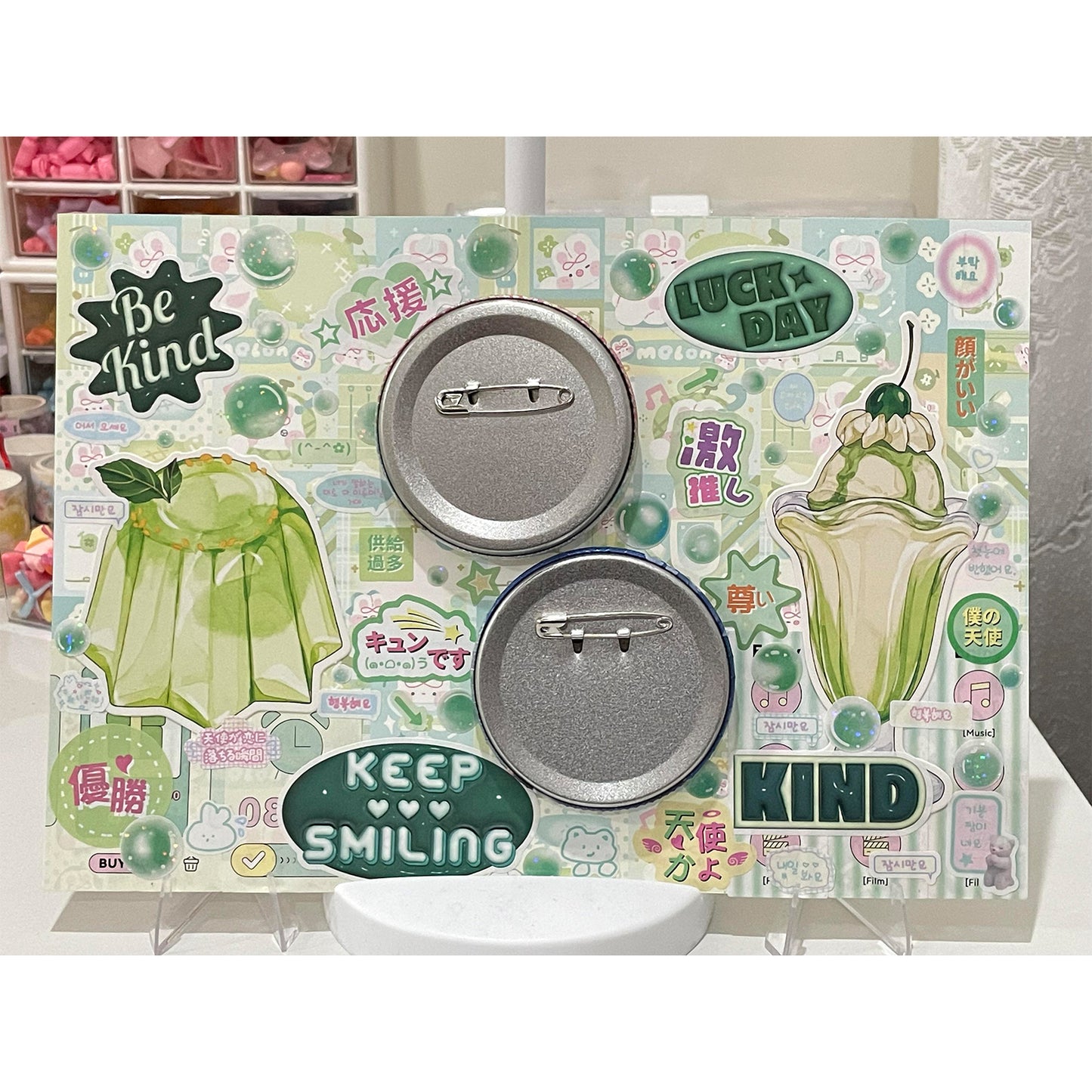 Dopamine Dessert Itabag Display Insert — Holds Two Badges Perfectly — Original Handmade Ita Board