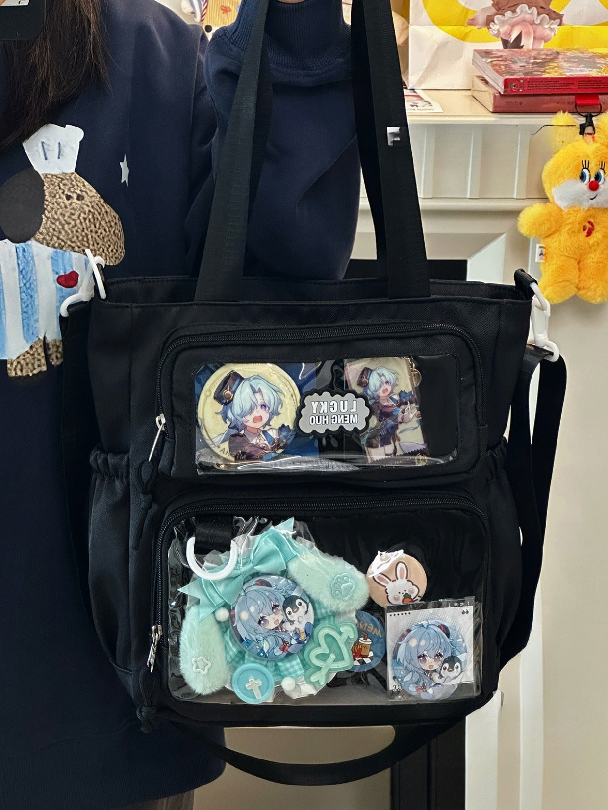 Cute Large Ita Bag – Crossbody/Shoulder School Bag for Badges & Plush Toys