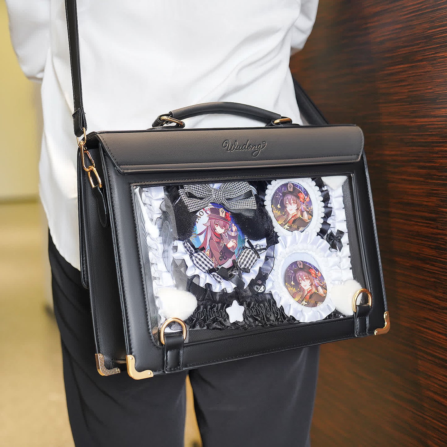 Hu Tao’s Shadow Lace Ita Bag– Large-Capacity Hard Shell Briefcase Ita Bag, Perfect for Conventions, School & Daily Use