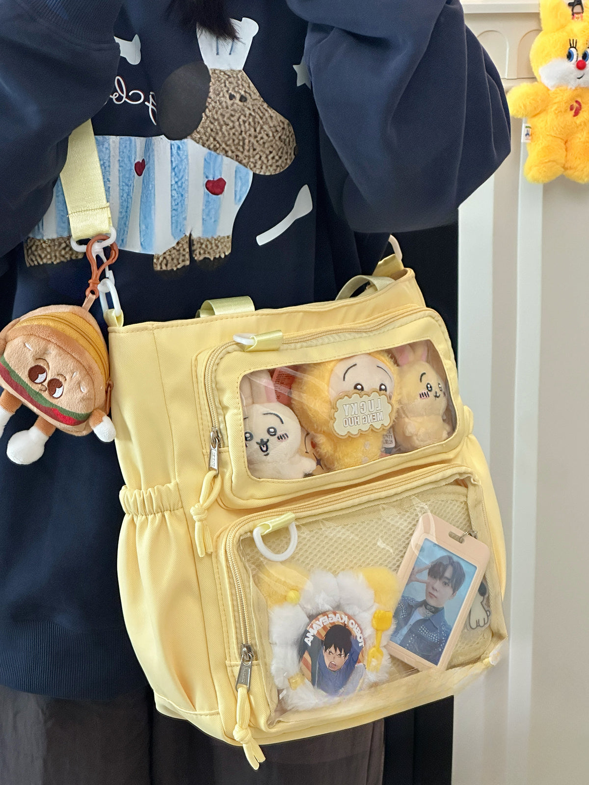Cute Large Ita Bag – Crossbody/Shoulder School Bag for Badges & Plush Toys