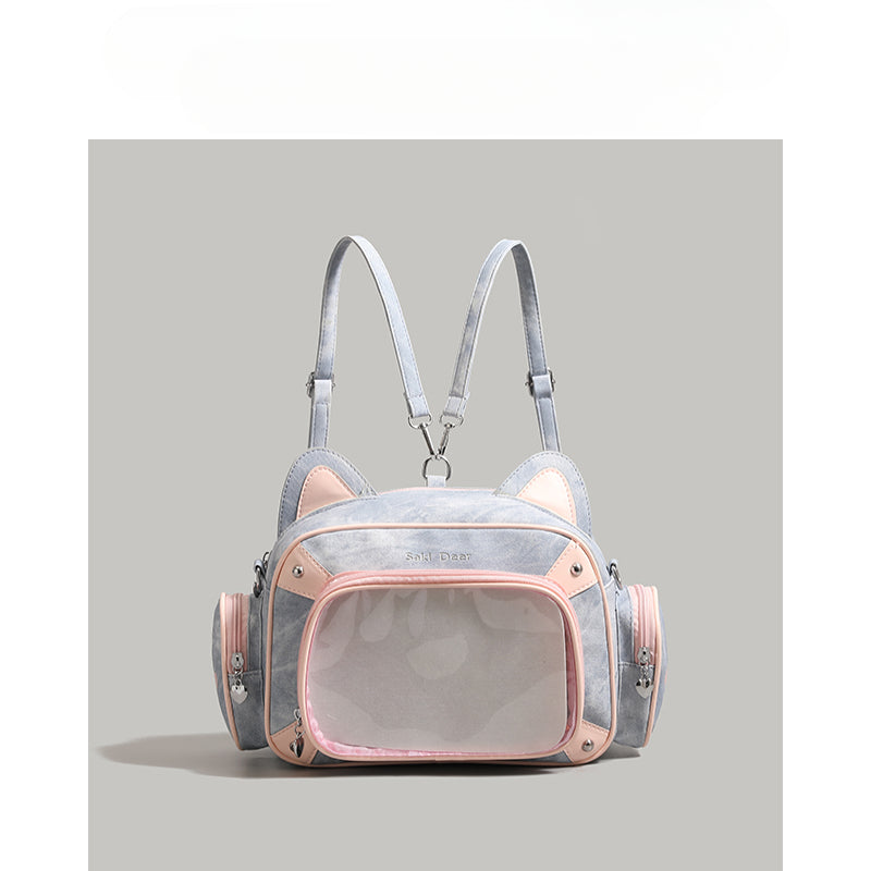 Cute cat two-dimensional comic show women's fashion trend backpack shoulder Itabag