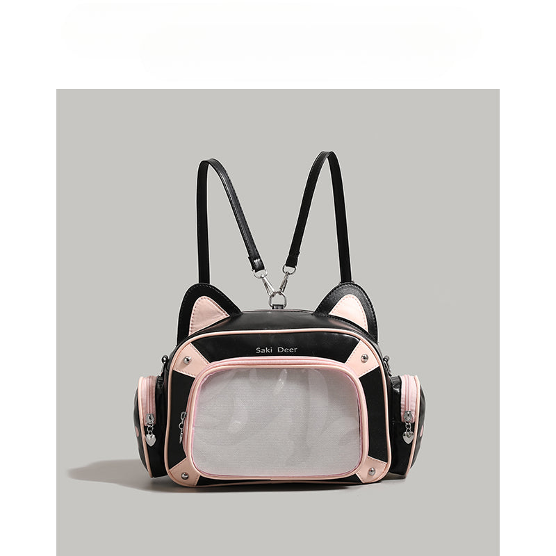 Cute cat two-dimensional comic show women's fashion trend backpack shoulder Itabag