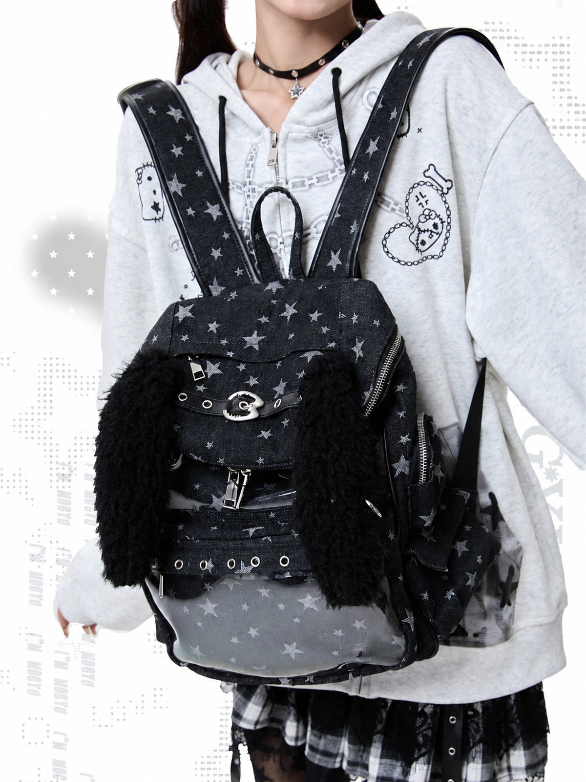 Moogyu Rabbit Ear Brim Black Ita Backpack