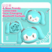 Officially Licensed Hatsune Miku Face-Changing Clip-On Earbuds