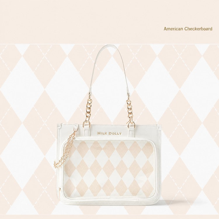 FuyuuNeko Checkered Ita Bag Crossbody, Large Capacity