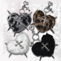 Y2K Plush Heart Bag Charm Keychain