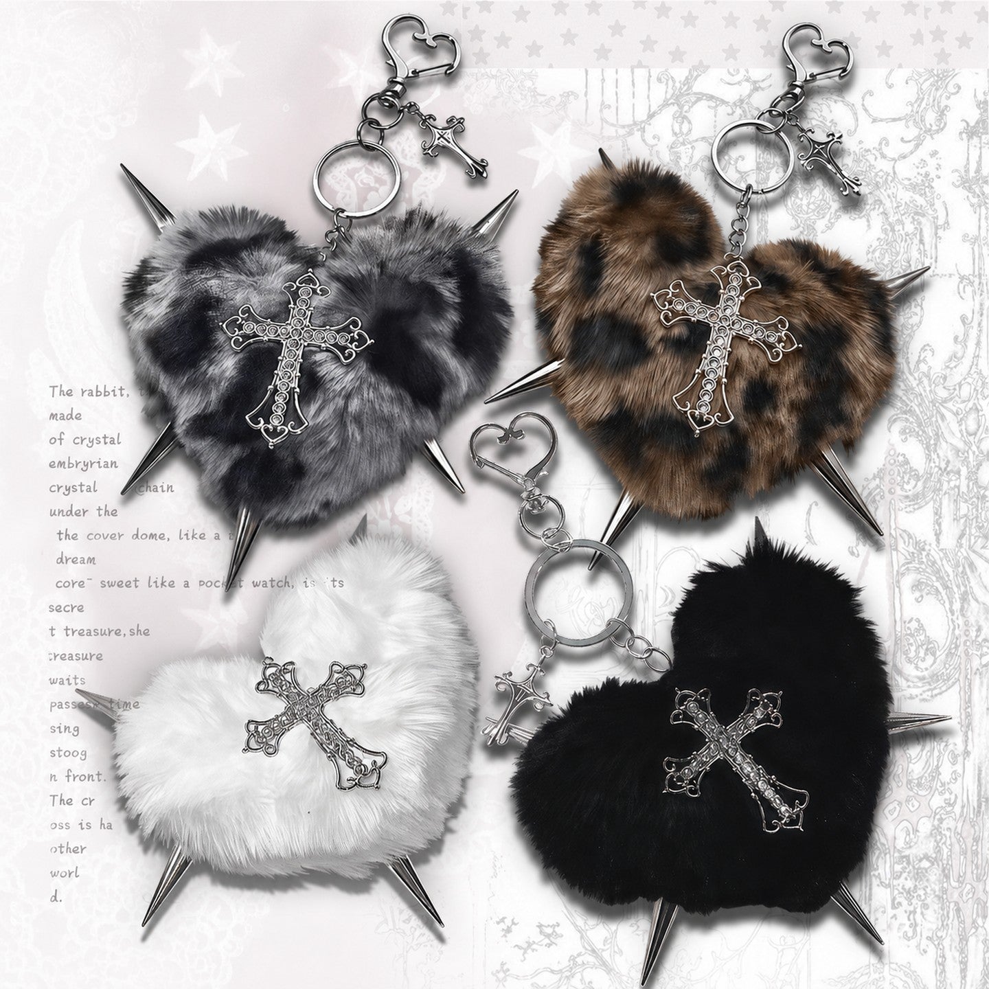 Y2K Plush Heart Bag Charm Keychain