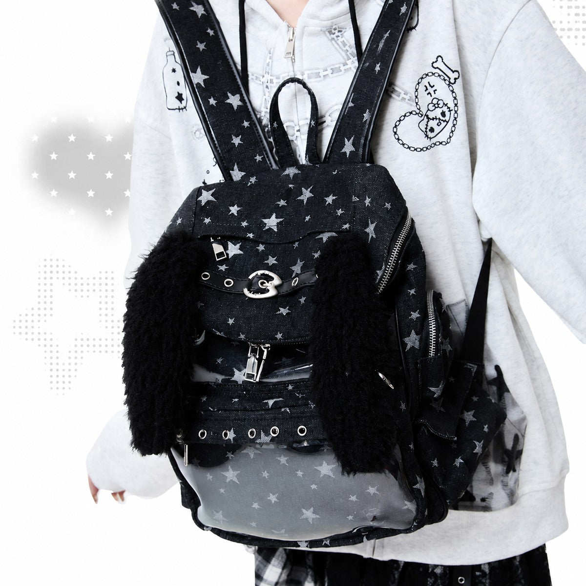 Moogyu Rabbit Ear Brim Black Ita Backpack