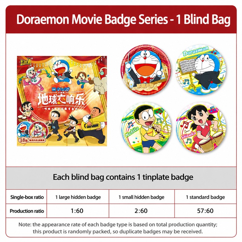 Officially Licensed Doraemon Movie Badge Blind Pack