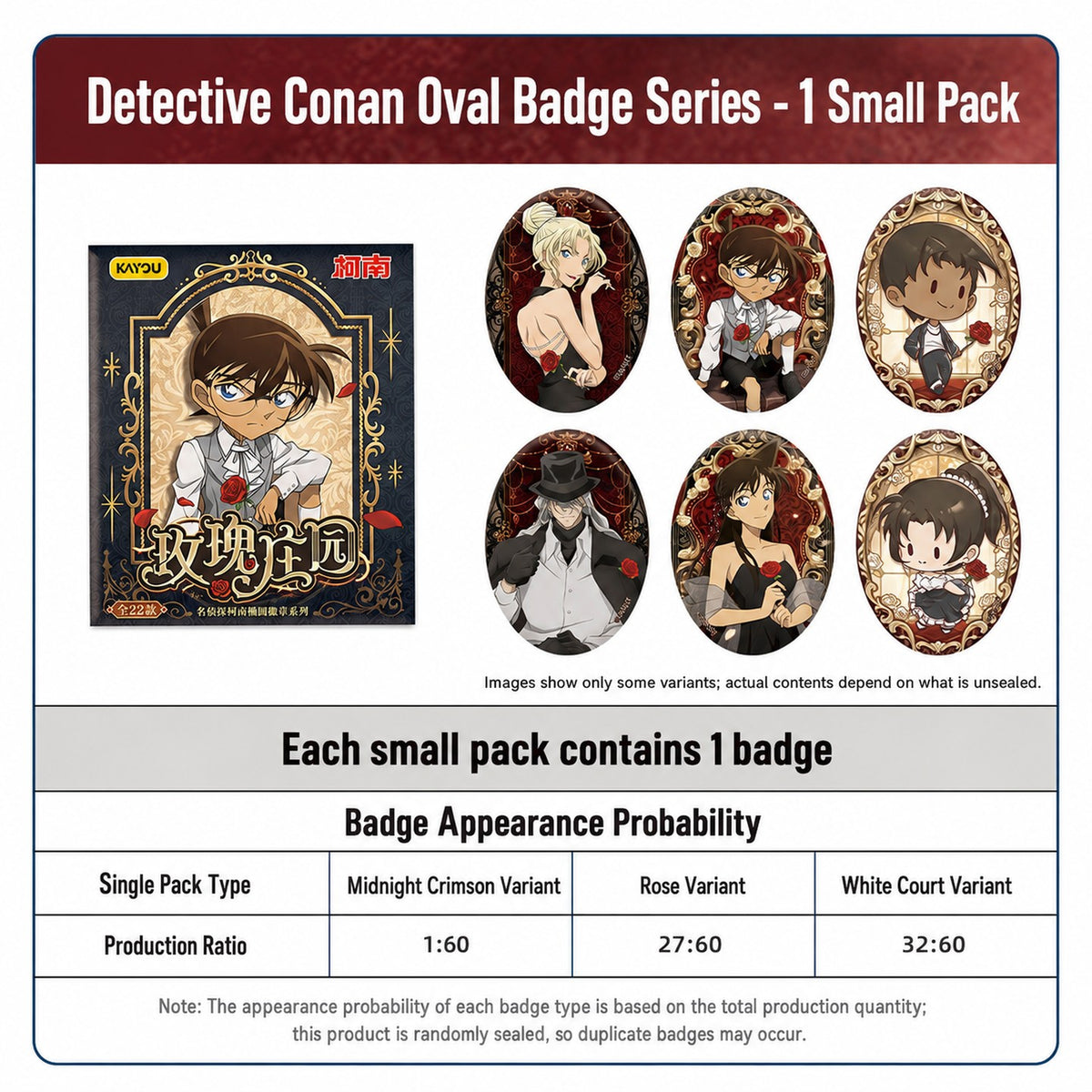 Officially Licensed Detective Conan Rose Manor Badge Series