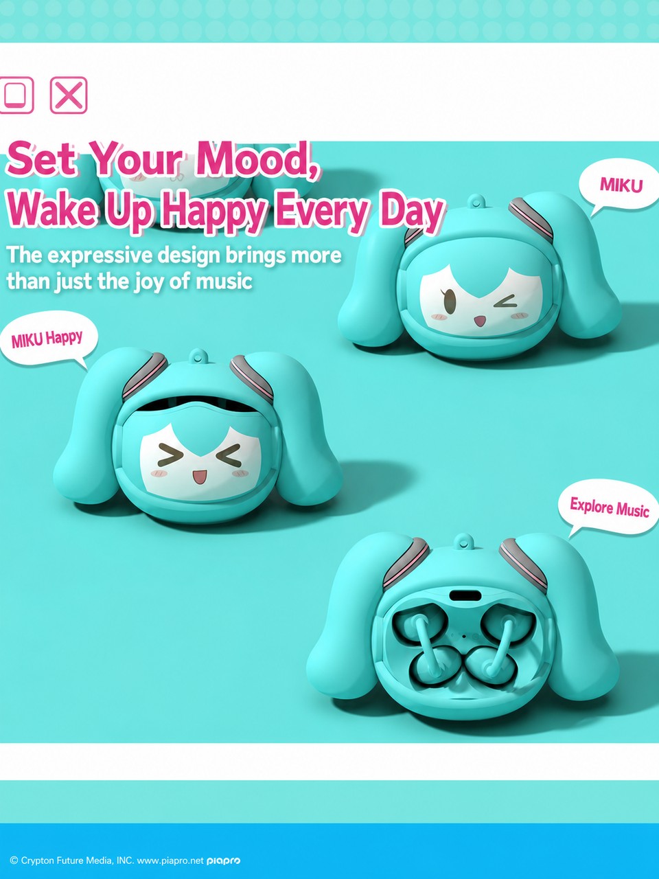 Officially Licensed Hatsune Miku Face-Changing Clip-On Earbuds