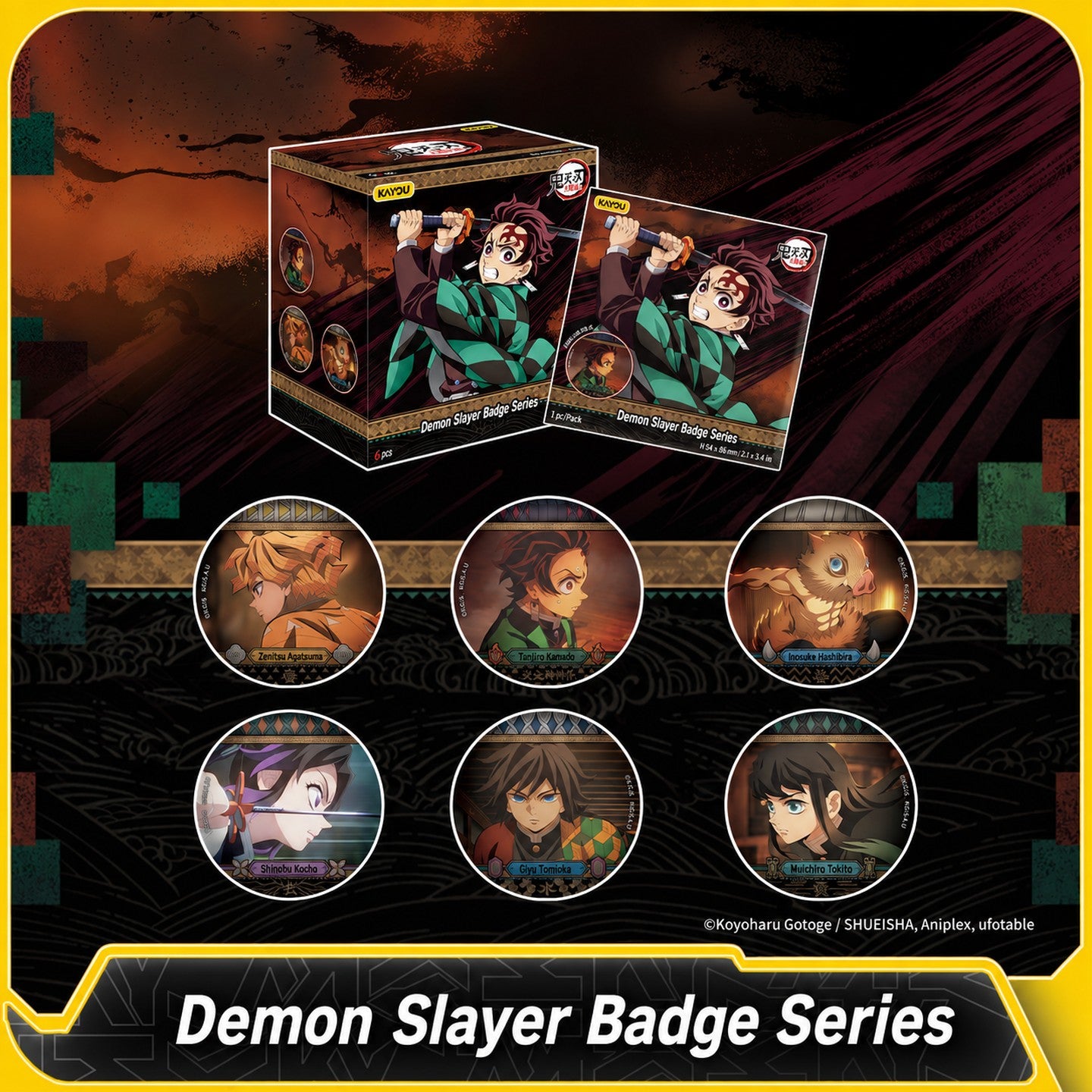 Officially Licensed Demon Slayer Kayou Tinplate Badge Pack