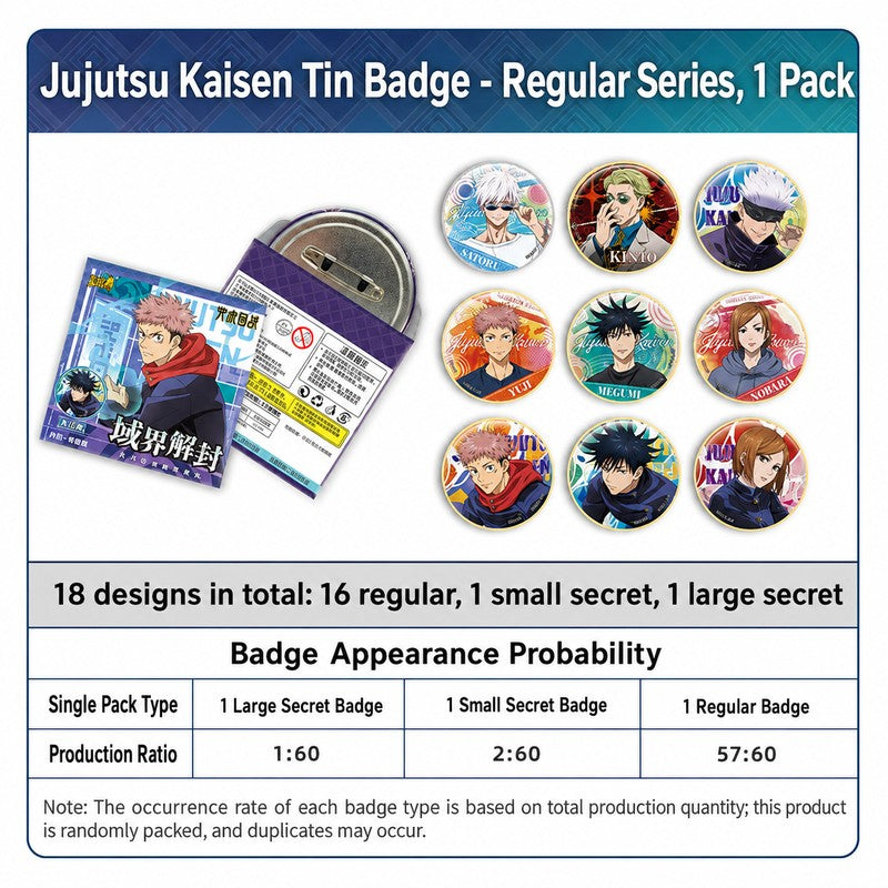Officially Licensed Jujutsu Kaisen Tinplate Badge