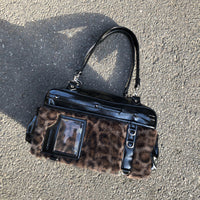 Yuni Youyou Leopard Print Soft Ita Bag with Clear Window