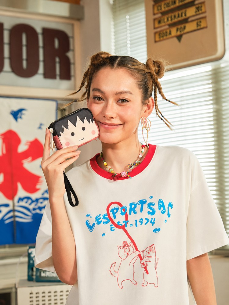 LeSportsac Chibi Maruko Chan Mini Three-Zip Wristlet Wallet