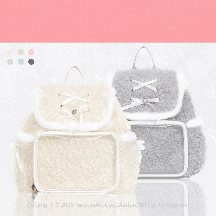 FuyuuNeko Fluffy Plush Ita Backpack with Ribbon Bows