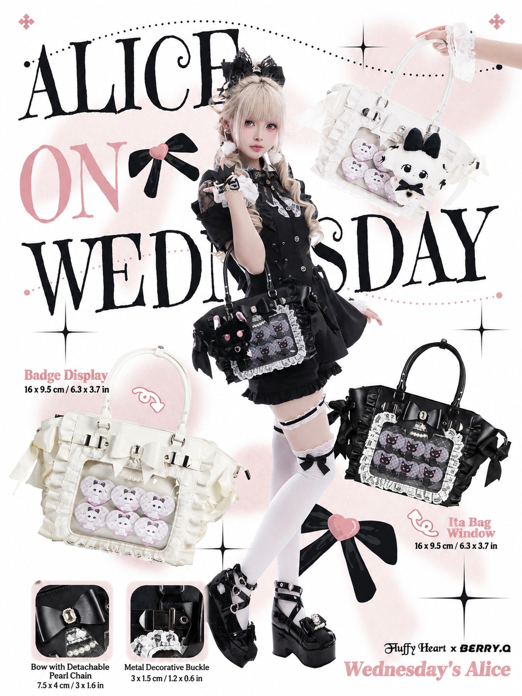 BerryQ x Fluffy Heart Alice on Wednesday Lace Ita Bag