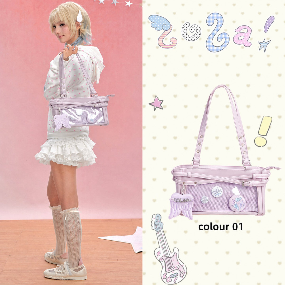 LOLA DESIGN Y2K Crescent Ita Shoulder Bag with Charm