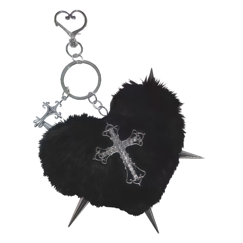 Y2K Plush Heart Bag Charm Keychain