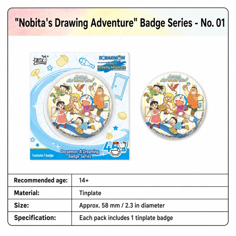 Officially Licensed Doraemon Nobita's Art World Tales Badge