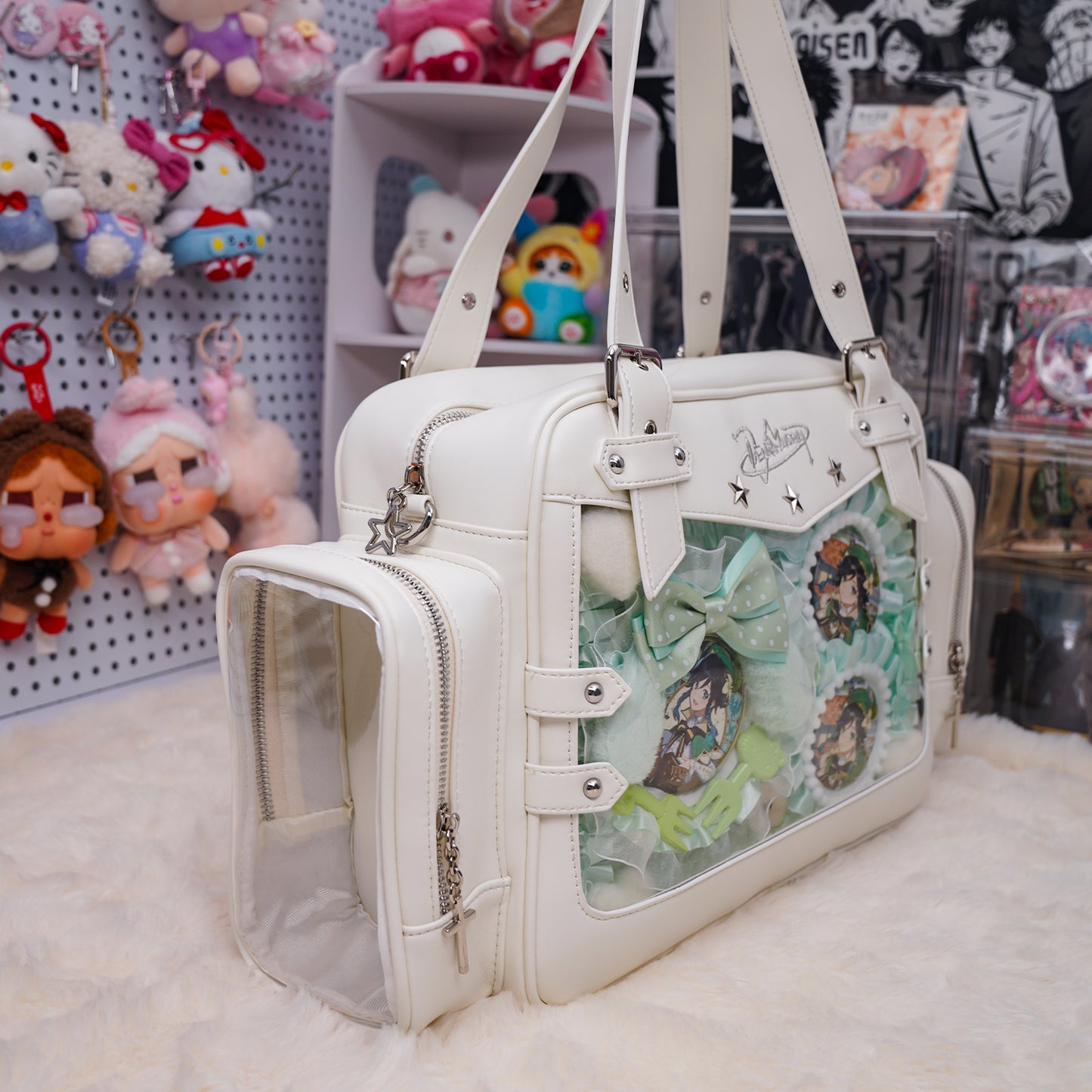 Venti’s Starlight Mint Ita Bag – Genshin Impact Custom Series, Large-Capacity Ita Bag with Side Pockets