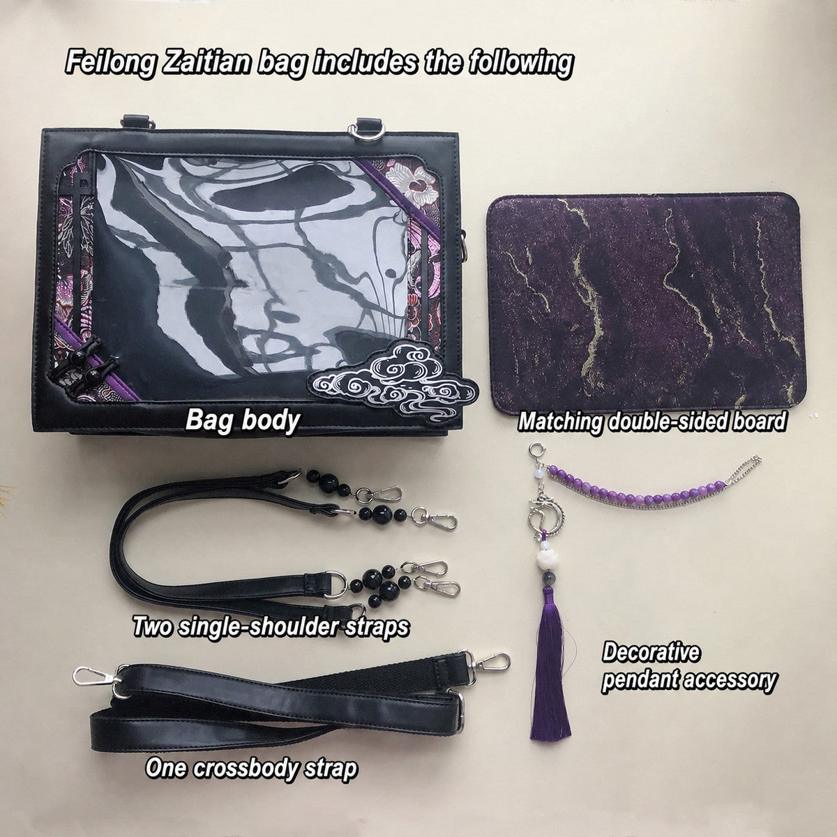 Feilong Zaitian Chinese-Style Ita Bag with Window