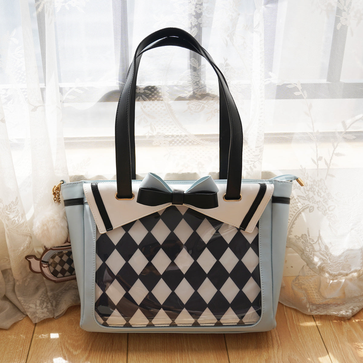 Morning Glory Rabbit Black Tea Crossbody Ita Bag