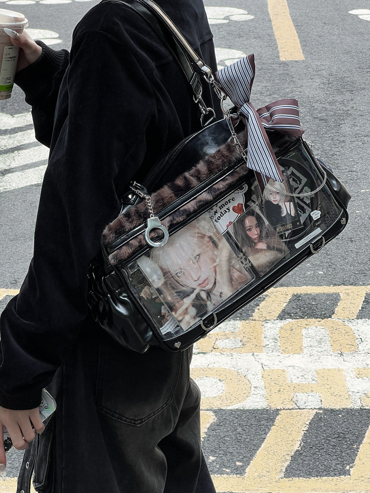 Yuni Youyou Leopard Print Soft Ita Bag with Clear Window