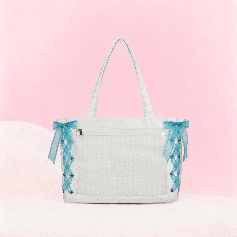 WEGO Harajuku Ribbon Ita Bag – Satin Polka Dot