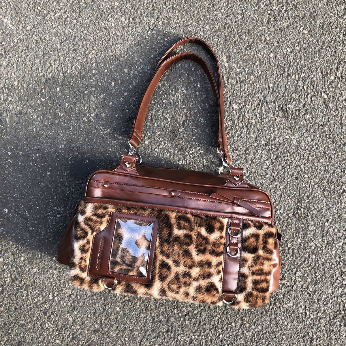 Yuni Youyou Leopard Print Soft Ita Bag with Clear Window
