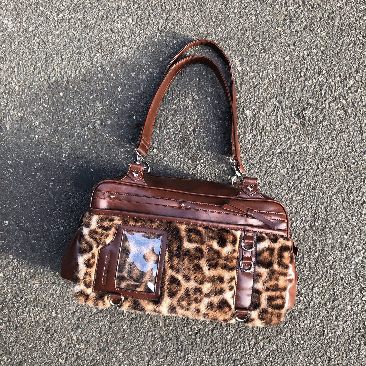 Yuni Youyou Leopard Print Soft Ita Bag with Clear Window