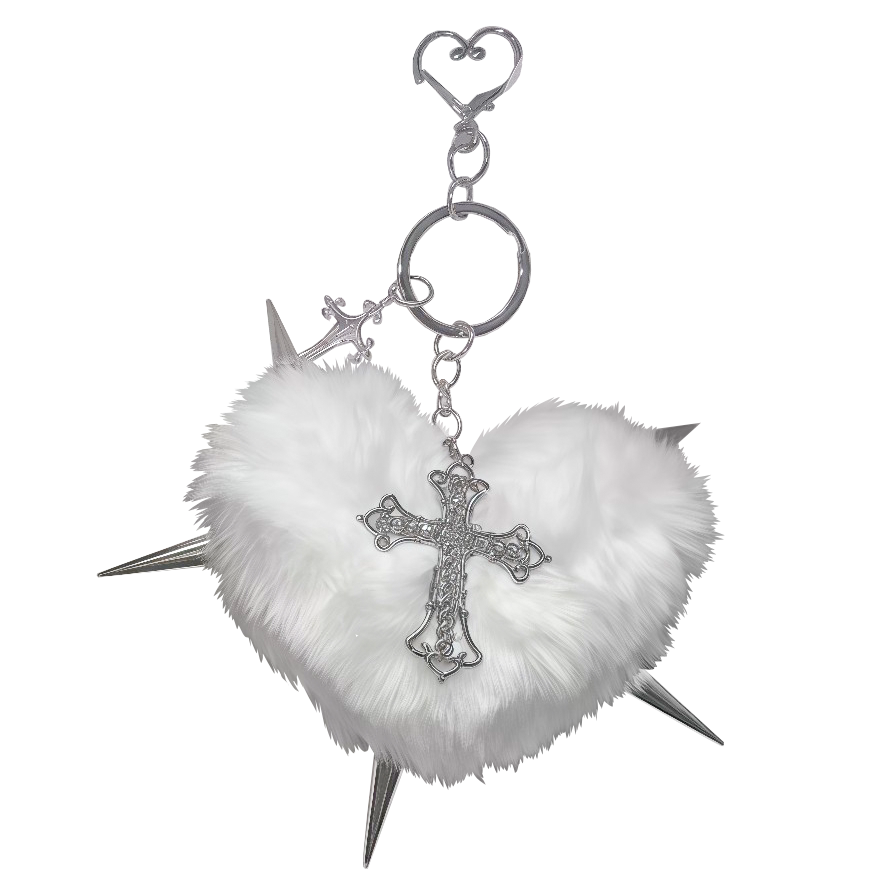 Y2K Plush Heart Bag Charm Keychain