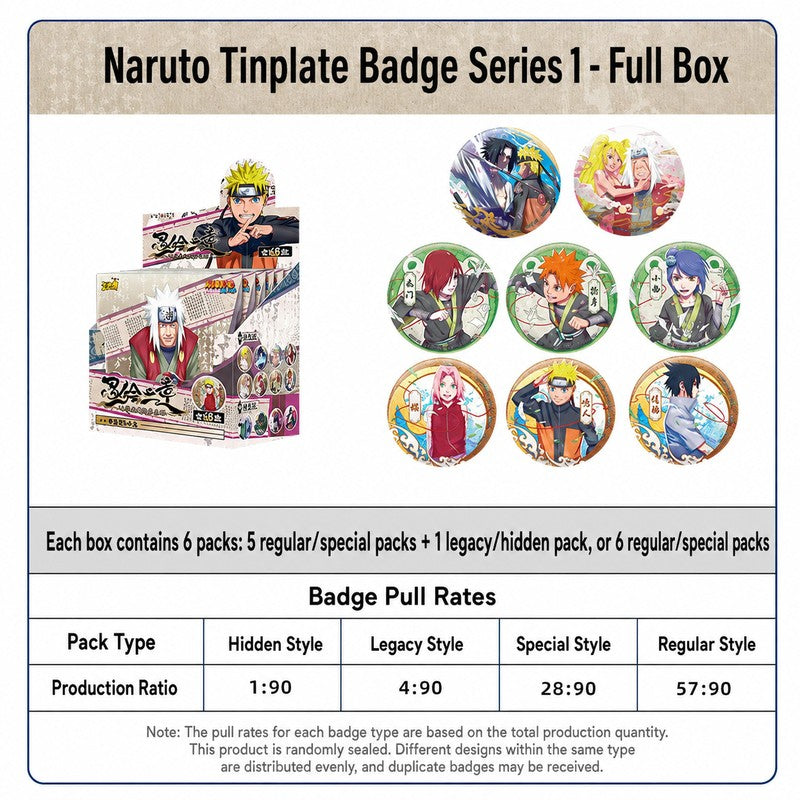 Officially Licensed Naruto Shippuden Tin Badge Blind Pack