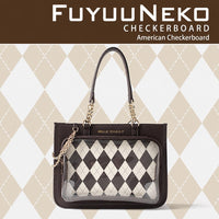 FuyuuNeko Checkered Ita Bag Crossbody, Large Capacity