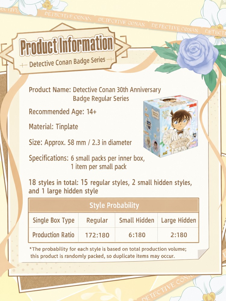 Officially Licensed Detective Conan 30th Anniversary Badge Series