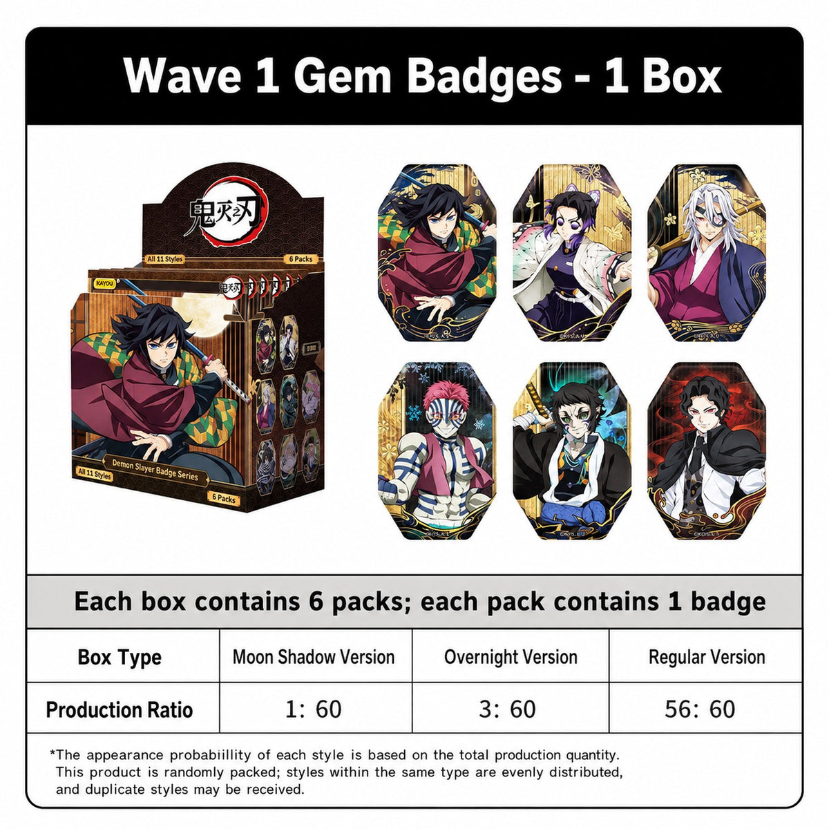 Officially Licensed Demon Slayer Gem Badge Series