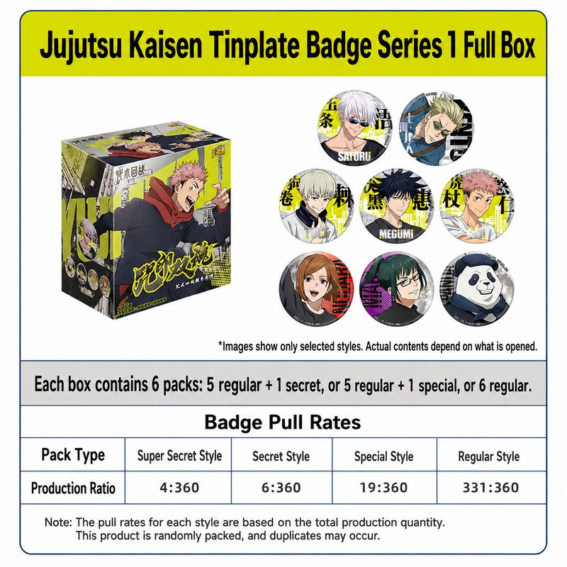Officially Licensed Jujutsu Kaisen Tinplate Badge Series