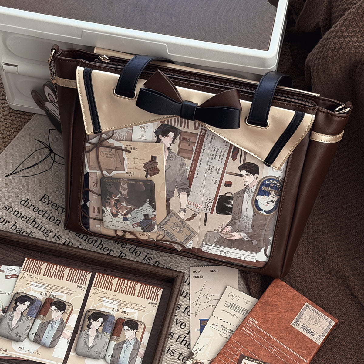 Morning Glory Rabbit Black Tea Crossbody Ita Bag