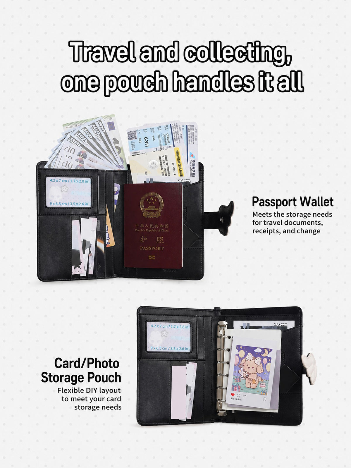 TOUTOU Travel Wallet & Passport Holder with Coin Pocket