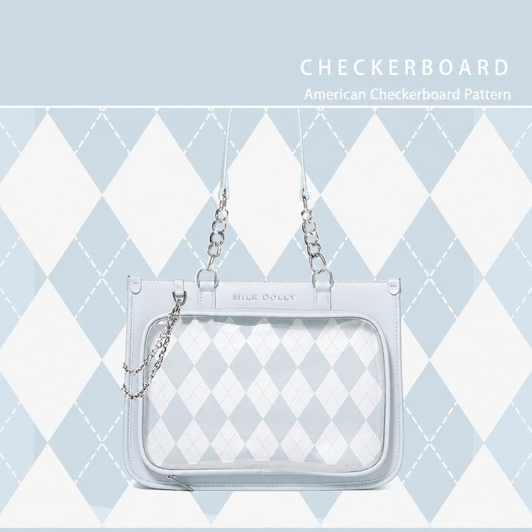 FuyuuNeko Checkered Ita Bag Crossbody, Large Capacity