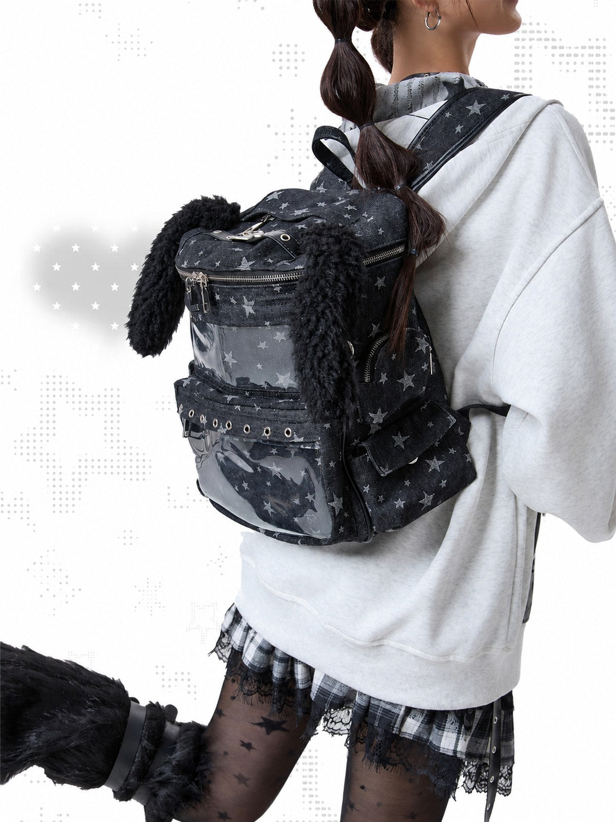 Moogyu Rabbit Ear Brim Black Ita Backpack